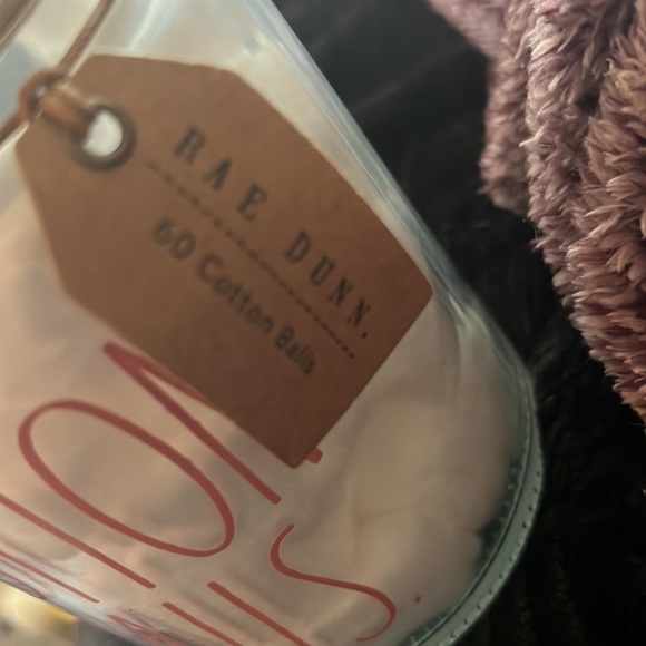 Rae Dunn Bath Rae Dunn Glass Cotton Ball Container Filled With